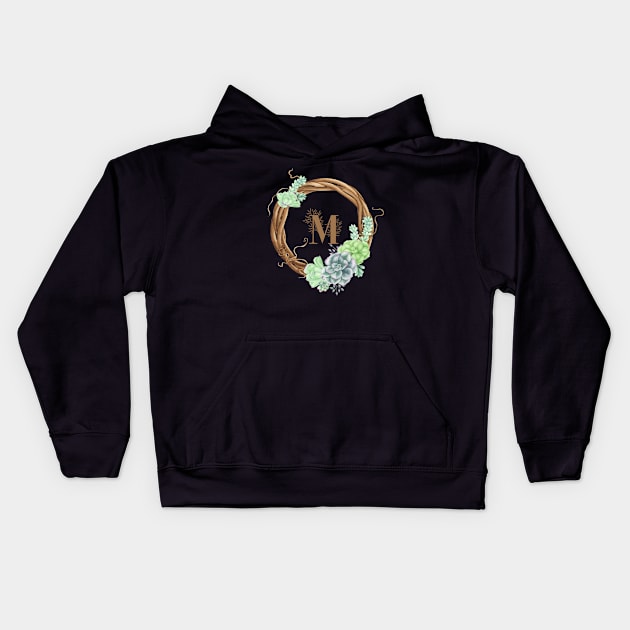 Woodland Monogram M Kids Hoodie by MysticMagpie